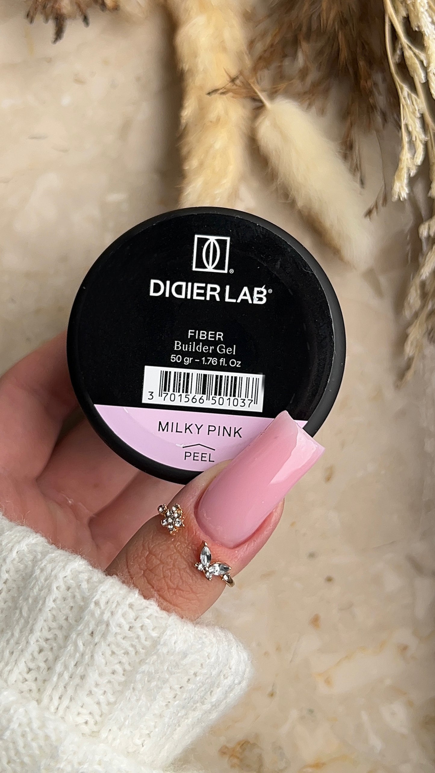 Fiber builder gel "Didier Lab", Milky Pink, 50gr