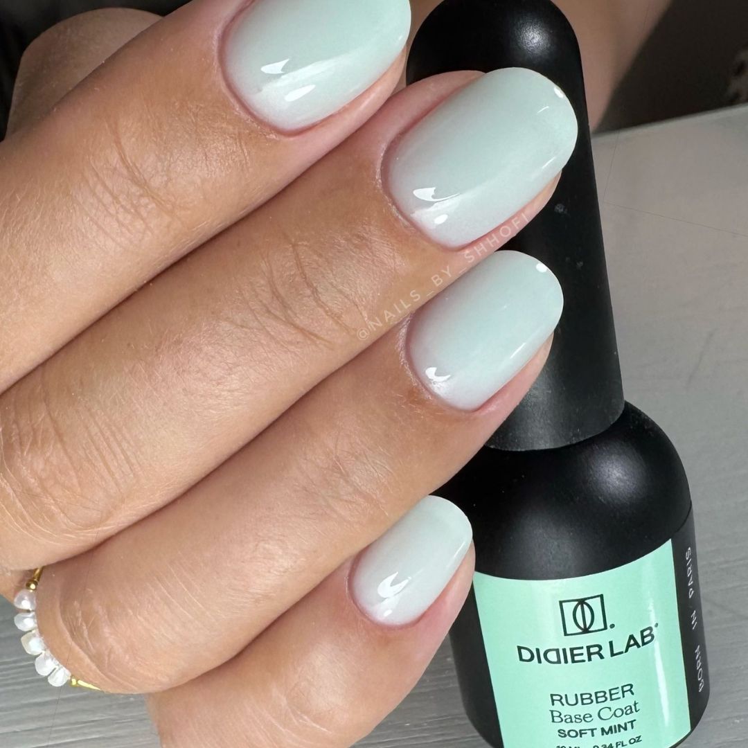 Verniz gel, Rubber base coat, soft mint, 10ml, HEMA FREE