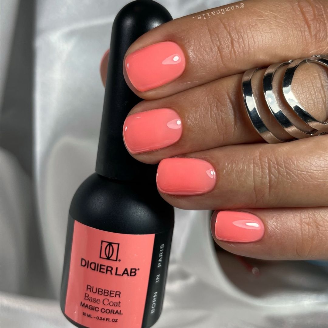 Verniz gel, Rubber base coat, magic coral, 10ml, HEMA FREE
