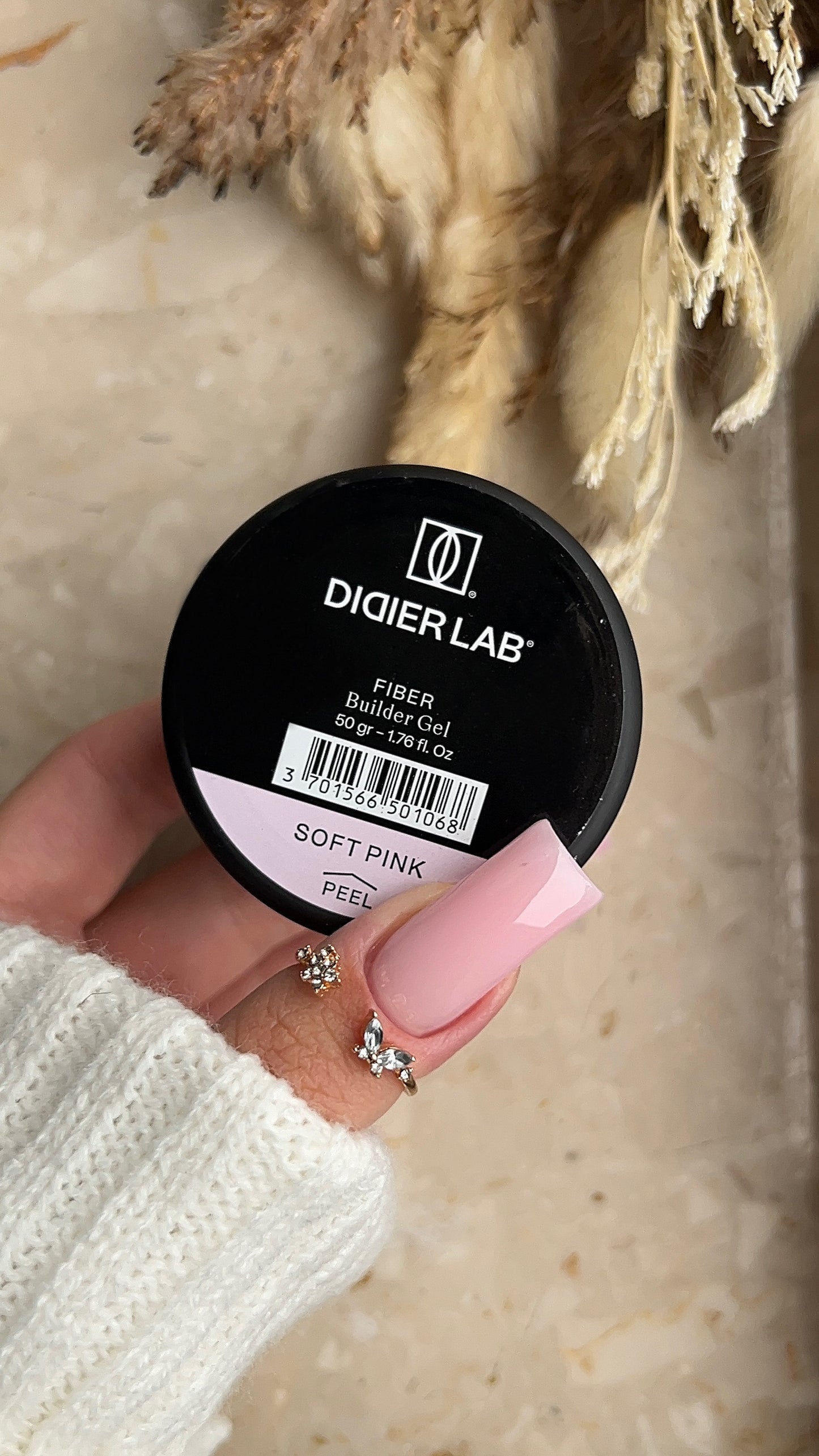 Fiber builder gel "Didier Lab", Soft Pink, 50gr, HEMA FREE