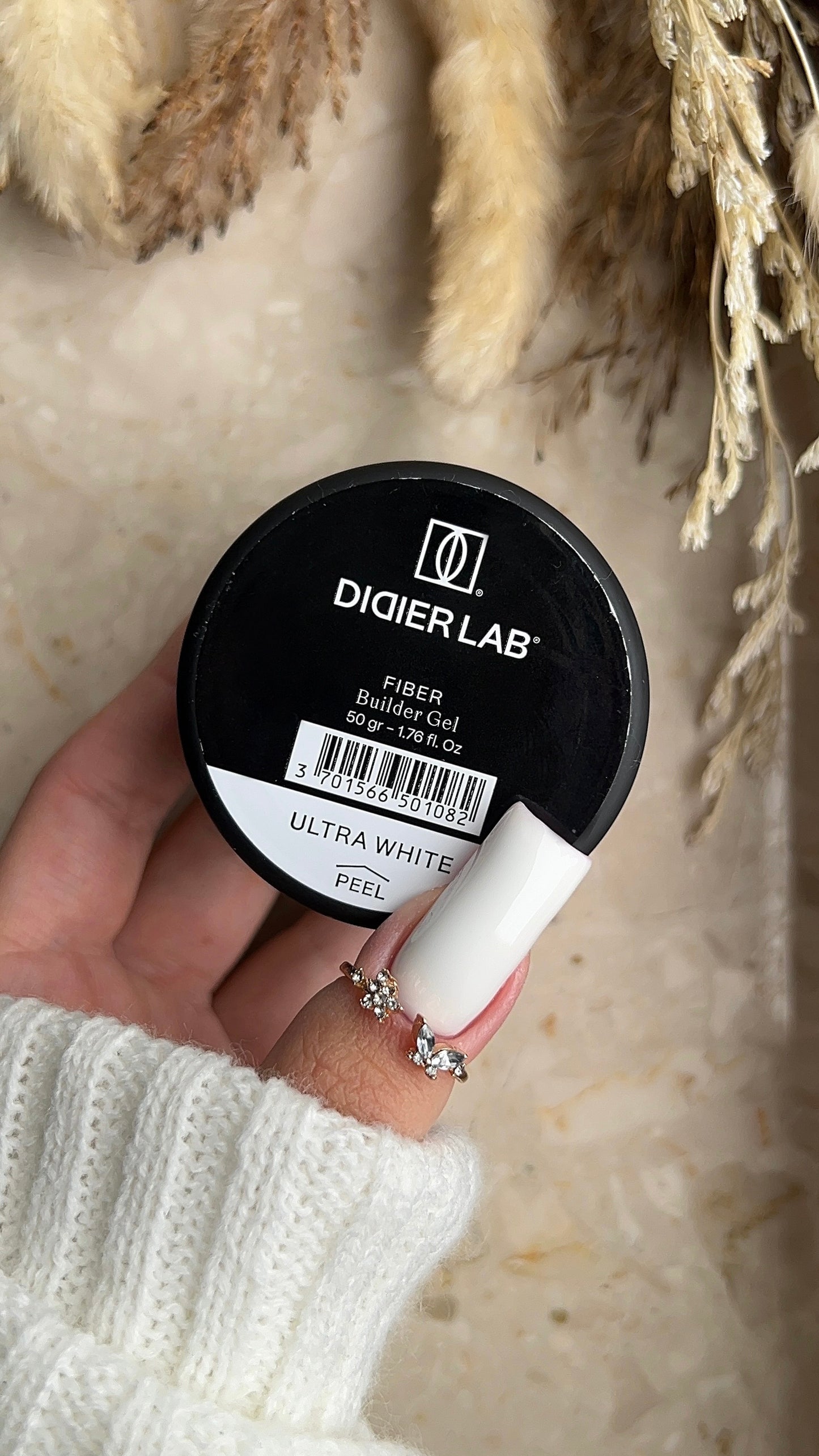 Fiber builder gel "Didier Lab", Ultra white, 50gr, HEMA FREE