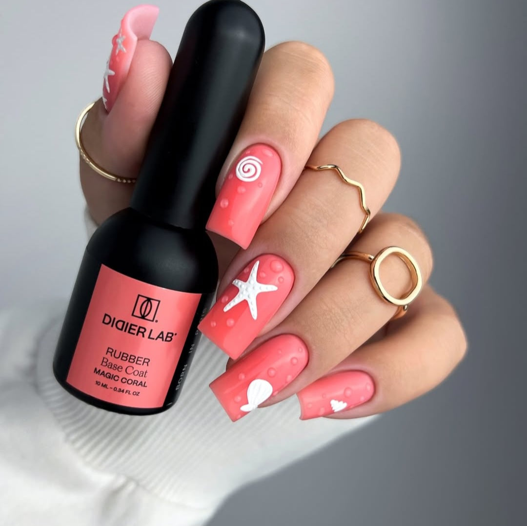 Verniz gel, Rubber base coat, magic coral, 10ml