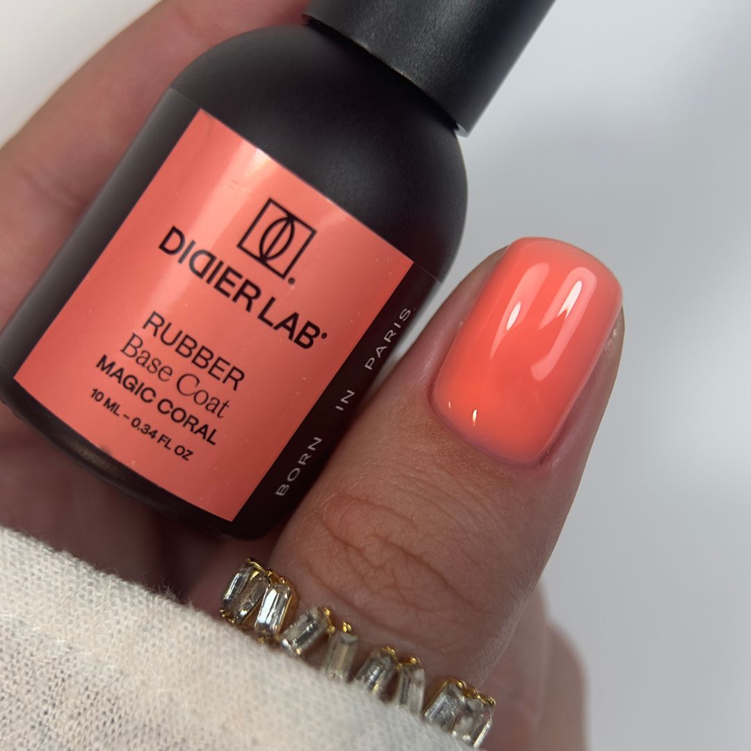 Verniz gel, Rubber base coat, magic coral, 10ml