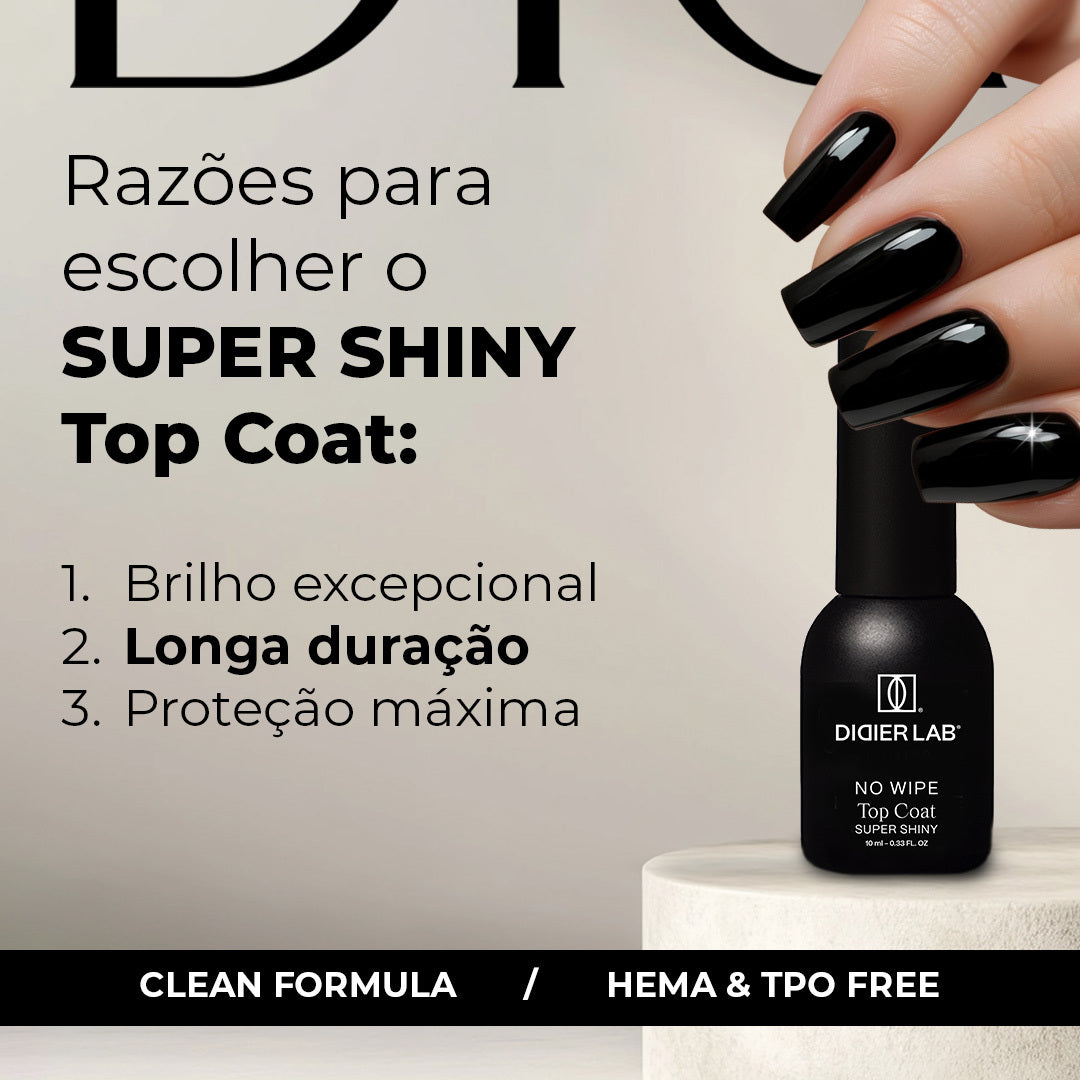 Top Coat Super Shiny, HEMA e TPO free, Clean Formula, No Wipe 10 ml