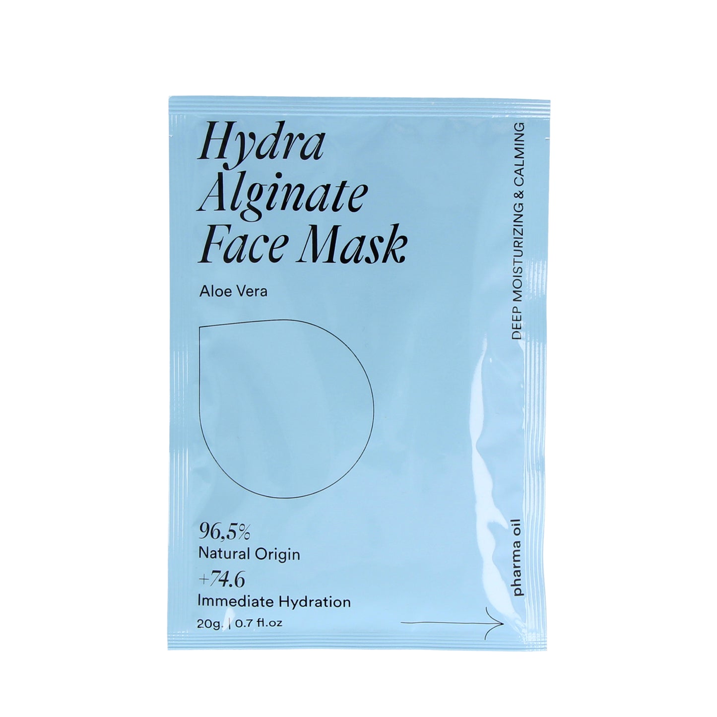 Máscara facial com extrato de aloe vera "Pharma Oil", HYDRA 20g para peles sensíveis e irritadas