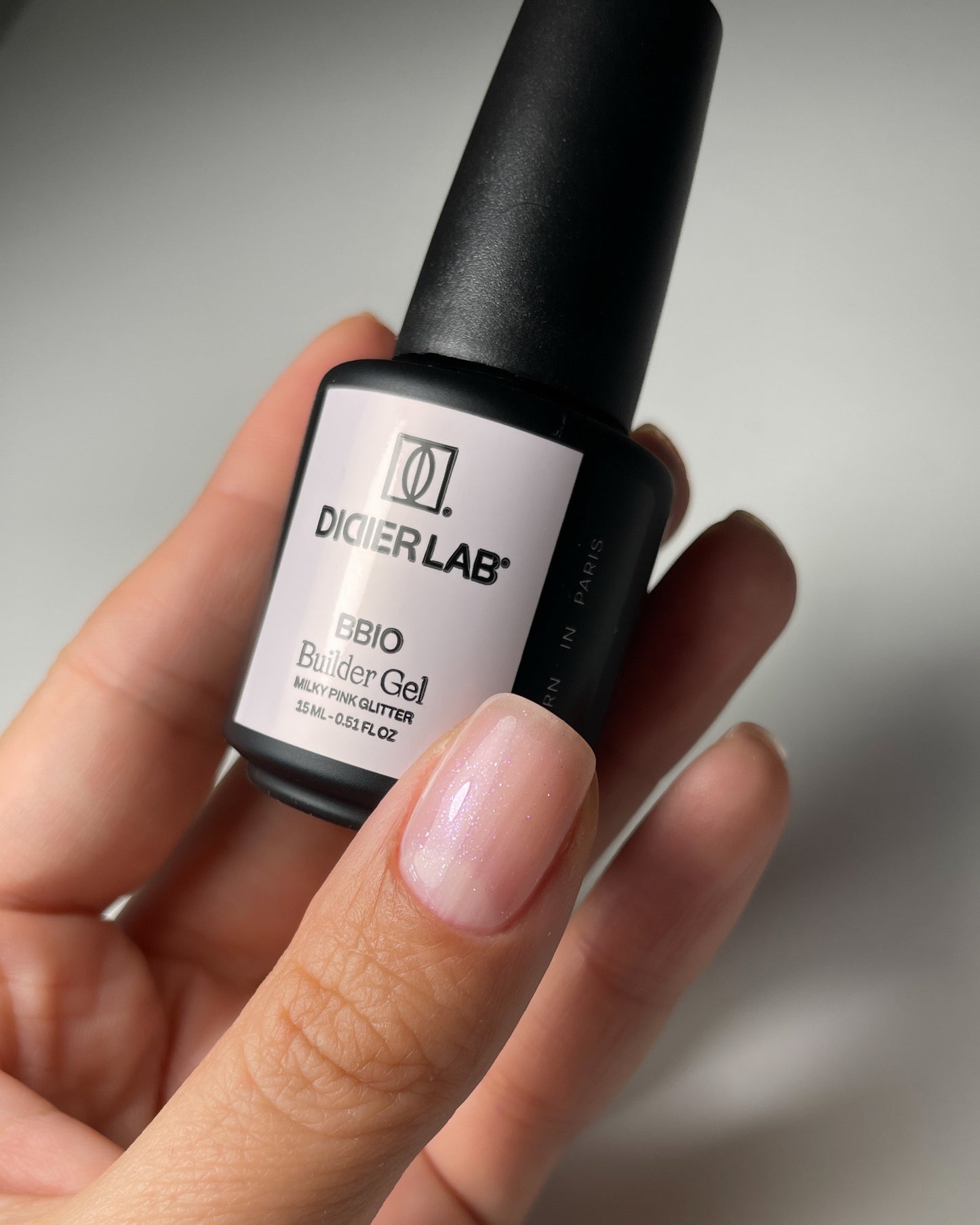 Builder Gel BBIO "Didier Lab" Milky Pink Glitter, 15ml, HEMA FREE