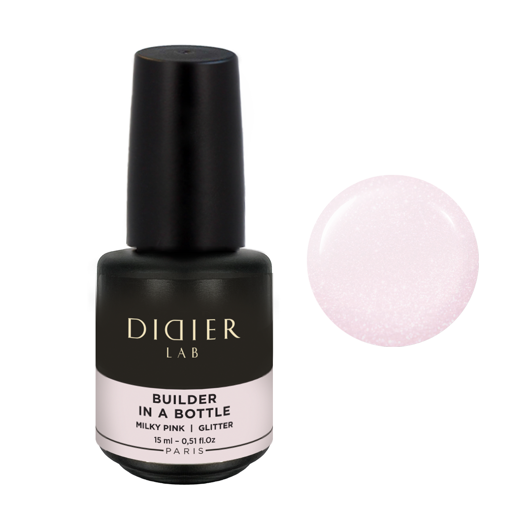 Builder Gel in a bottle "Didier Lab" Milky Pink Glitter, 15ml