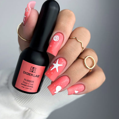 Verniz gel, Rubber base coat, magic coral, 10ml