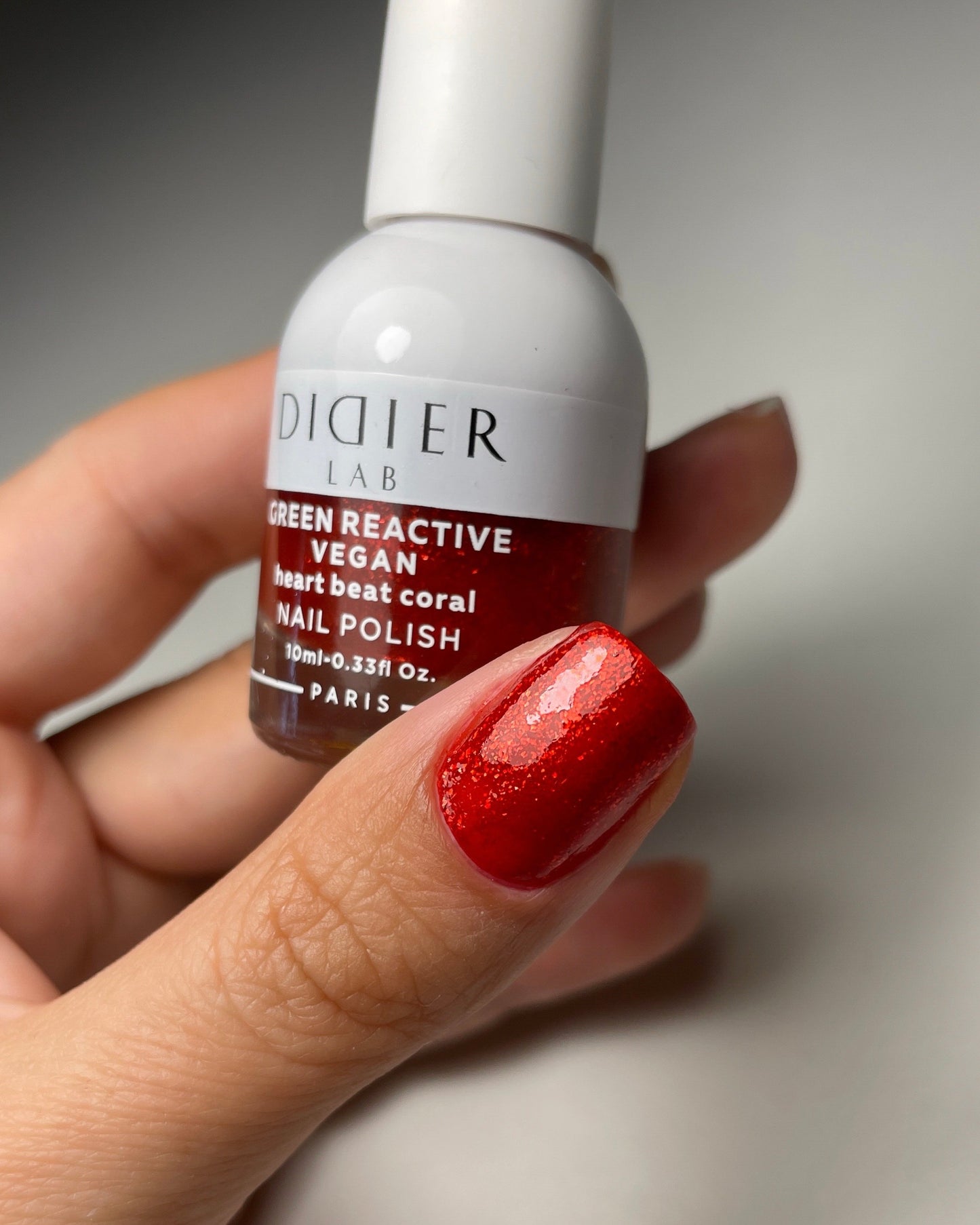 Green reactive, verniz de unhas vegan "Didier Lab", heart beat coral, 10ml