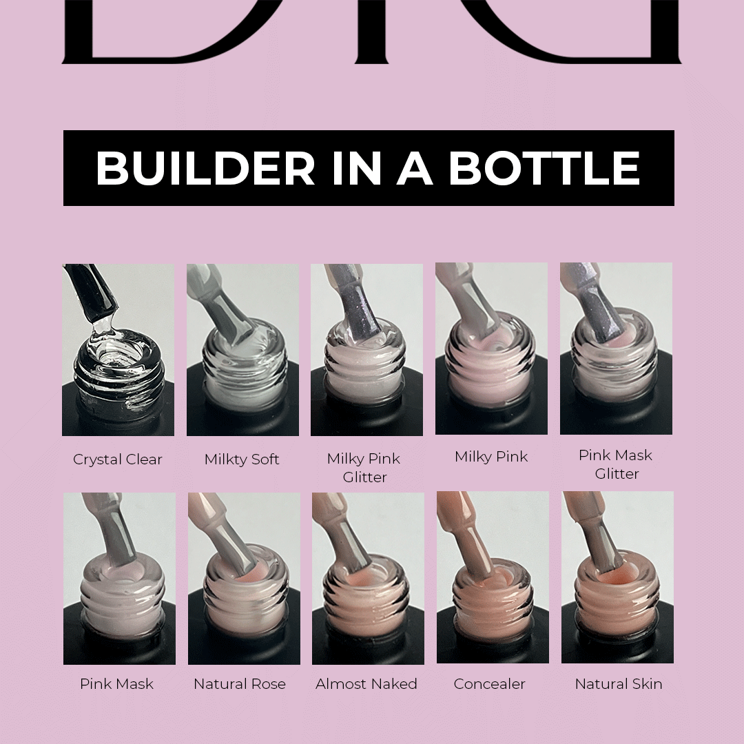 Builder Gel in a bottle "Didier Lab" Milky Pink Glitter, 15ml