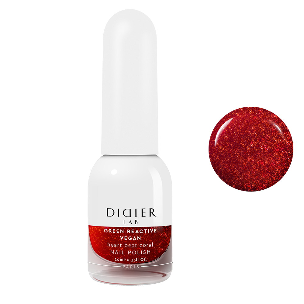 Green reactive, verniz de unhas vegan "Didier Lab", heart beat coral, 10ml