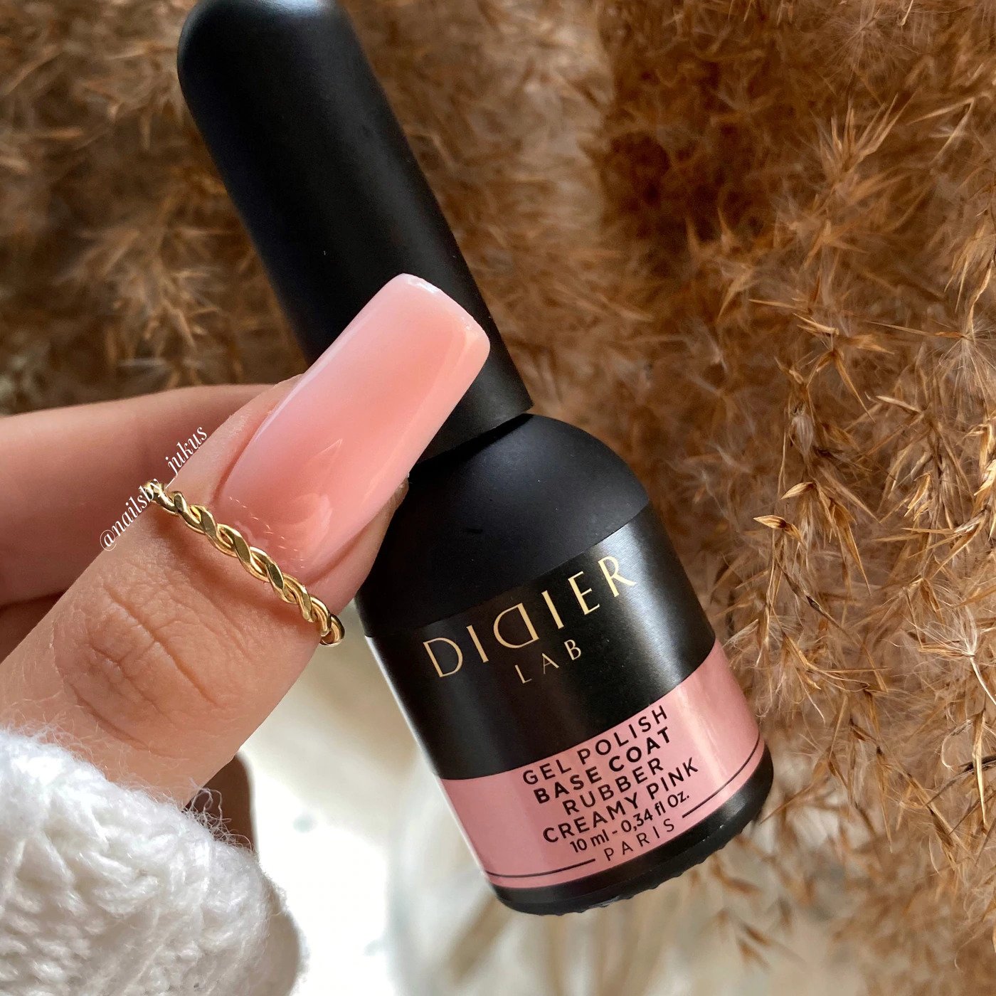 Verniz Gel, Rubber base coat, creamy pink, 10ml, HEMA FREE